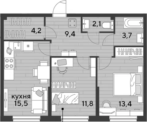 Планировка 2-к.кв