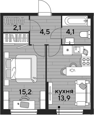 Планировка 1-к.кв