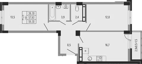 Планировка 3Е-к.кв