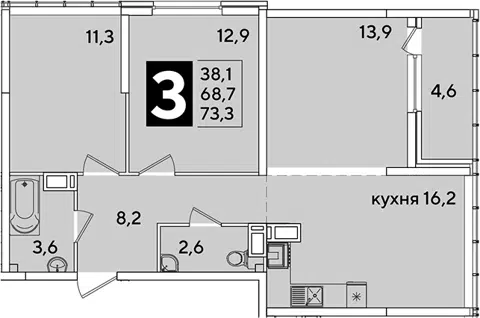 Планировка 4Е-к.кв