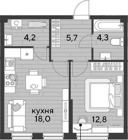 Планировка 1-к.кв