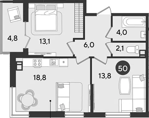 Планировка 3Е-к.кв