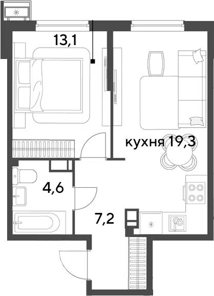 Планировка 2Е-к.кв