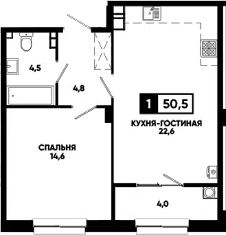 Планировка 1-к.кв