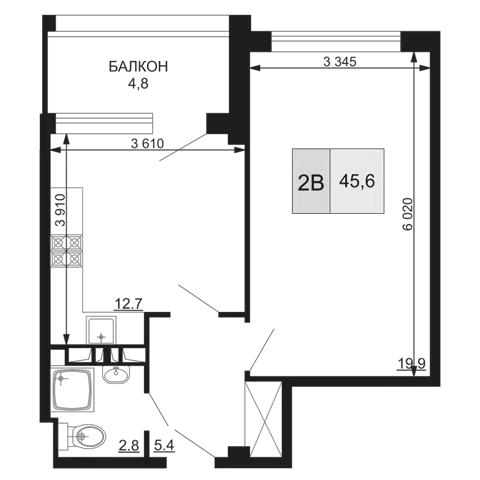Планировка 2Е-к.кв