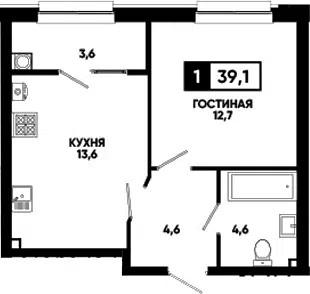 Планировка 1-к.кв
