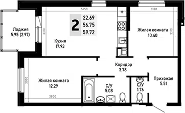 Планировка 2-к.кв