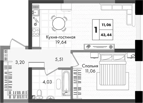 Планировка 2Е-к.кв