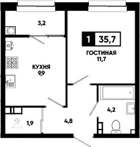 Планировка 1-к.кв