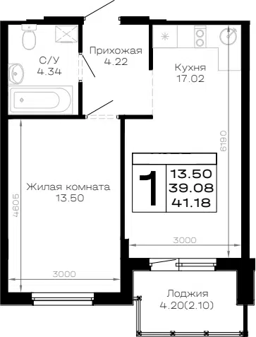 Планировка 1-к.кв