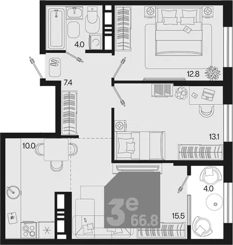 Планировка 3Е-к.кв