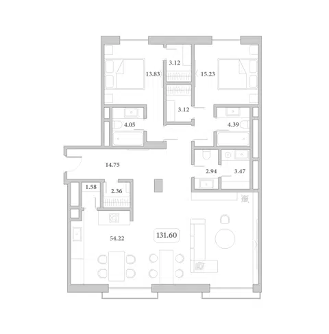 Планировка 3Е-к.кв