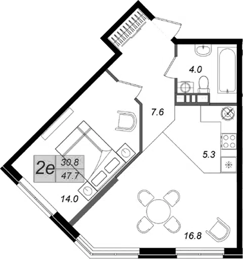 Планировка 2Е-к.кв