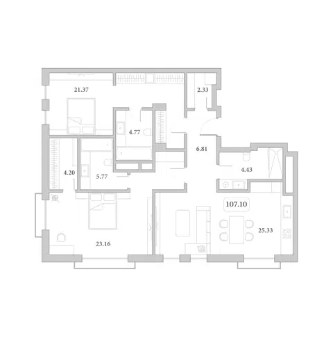 Планировка 3Е-к.кв