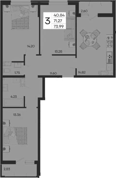 Планировка 3-к.кв