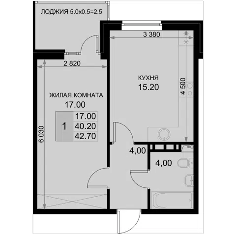 Планировка: 2Е-к.кв