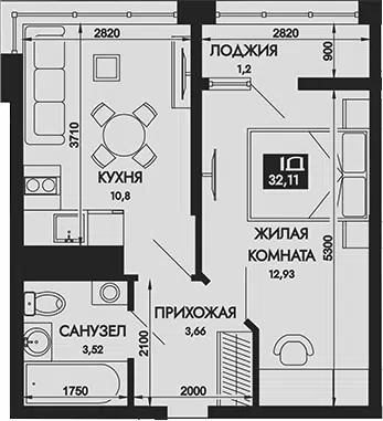 Планировка: 1-к.кв