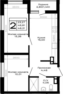 Планировка 2-к.кв