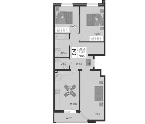 Планировка 3-к.кв