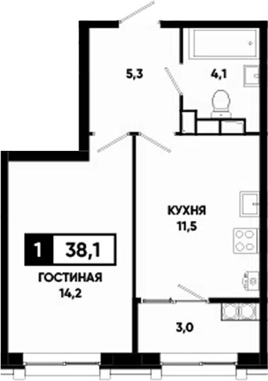Планировка 1-к.кв
