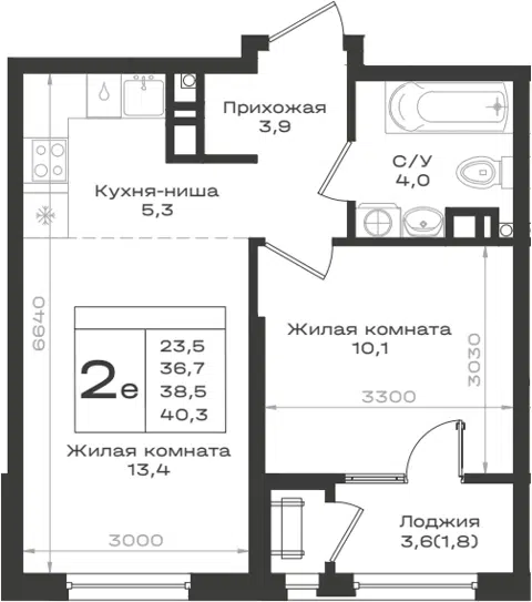 Планировка 2Е-к.кв