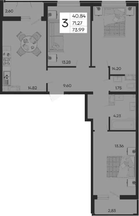 Планировка 3-к.кв