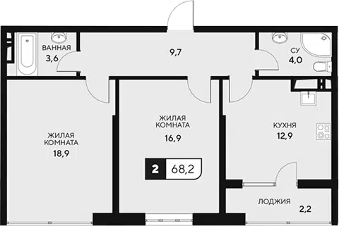 Планировка 2-к.кв