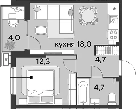 Планировка 2Е-к.кв