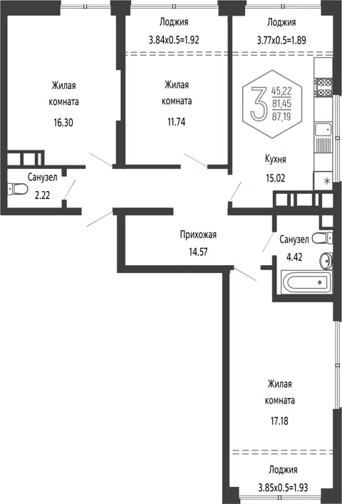 Планировка 4Е-к.кв