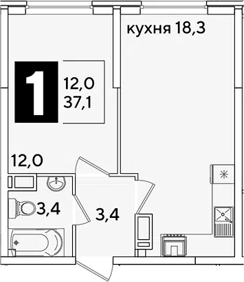 Планировка 2Е-к.кв