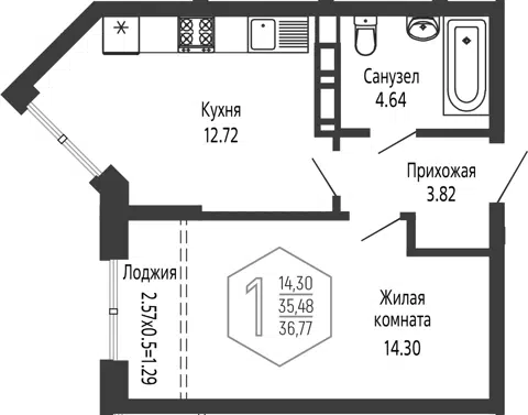 Планировка 1-к.кв