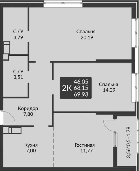 Планировка 3Е-к.кв