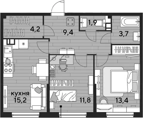 Планировка 2-к.кв
