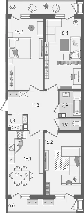 Планировка 4Е-к.кв