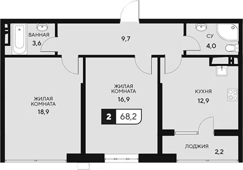 Планировка 2-к.кв
