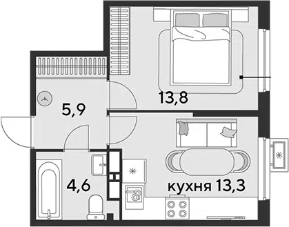 Планировка 1-к.кв