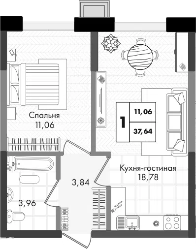 Планировка 2Е-к.кв