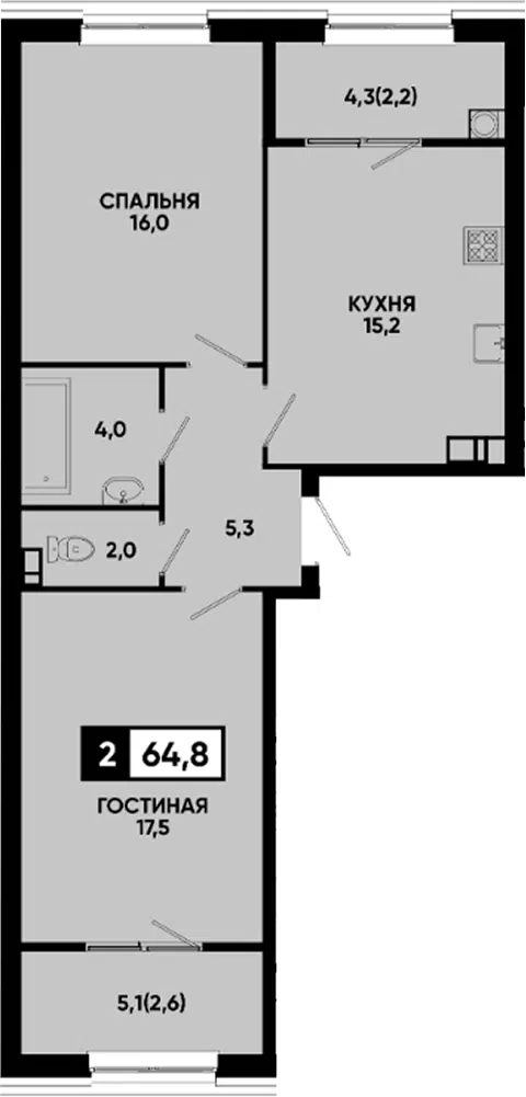Планировка 2-к.кв
