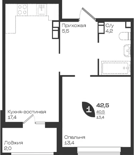 Планировка 1-к.кв