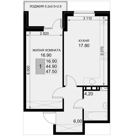 Планировка 2Е-к.кв