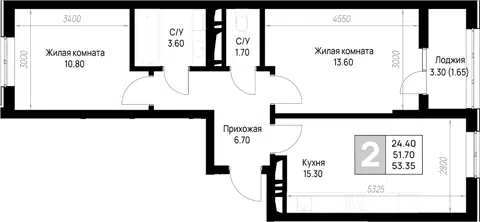 Планировка 2-к.кв