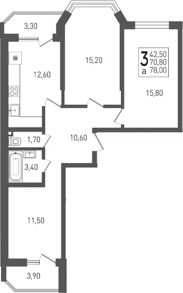 Планировка 3-к.кв