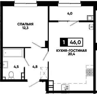 Планировка 1-к.кв