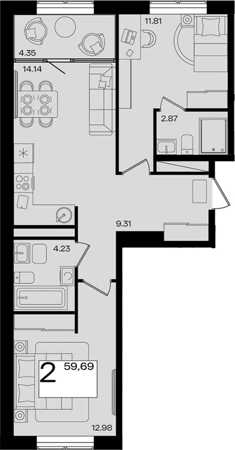 Планировка 3Е-к.кв