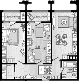 Планировка 2-к.кв