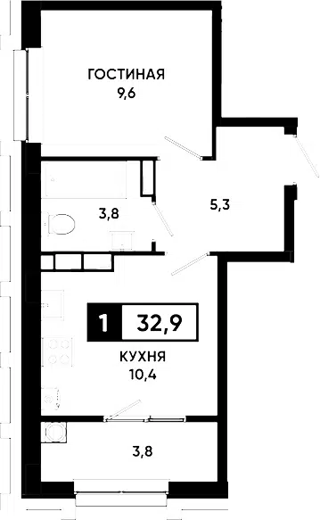Планировка 1-к.кв