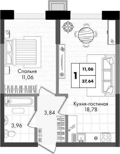 Планировка 2Е-к.кв