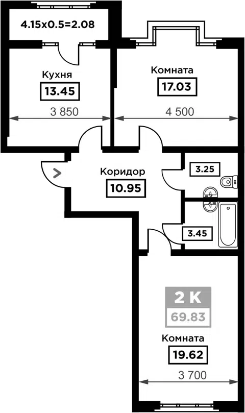 Планировка 2-к.кв