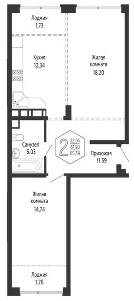 Планировка 2-к.кв