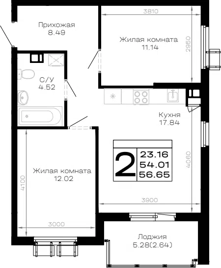 Планировка 2-к.кв